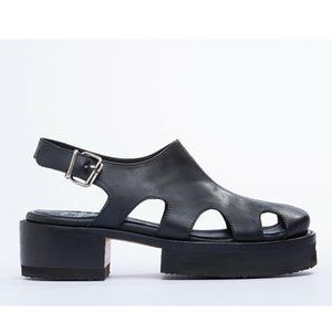 NEW JULIETTE BLACK LEATHER PLATFORM SHOES  SZ 8